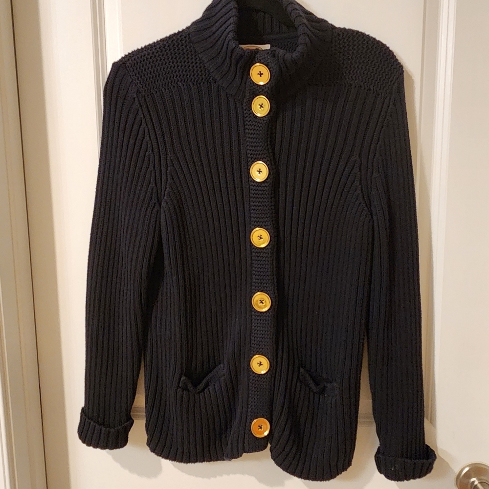 Talbots L petite sweater with gold buttons